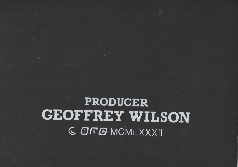Original BBC caption board for Geoff Wilson, dating from 1982 (MCMLXXXII)