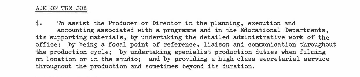 Excerpt from television producers assistants job description.